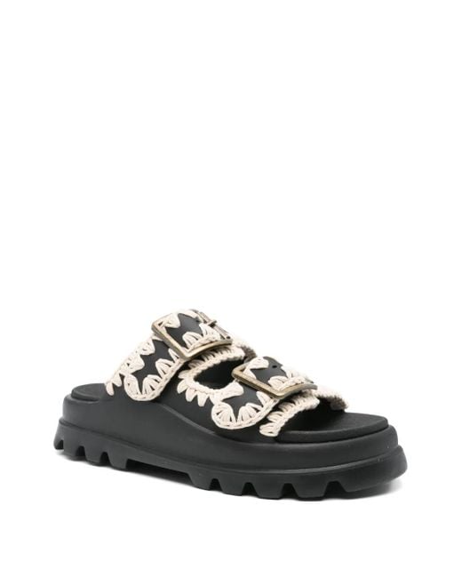 Mou Black Buckle Sandals