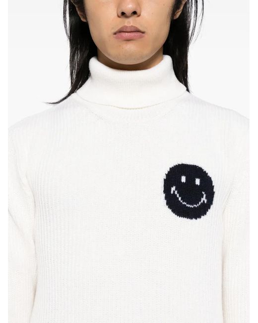 Joshua Sanders White Fisherman's Smile Roll-Neck Jumper for men