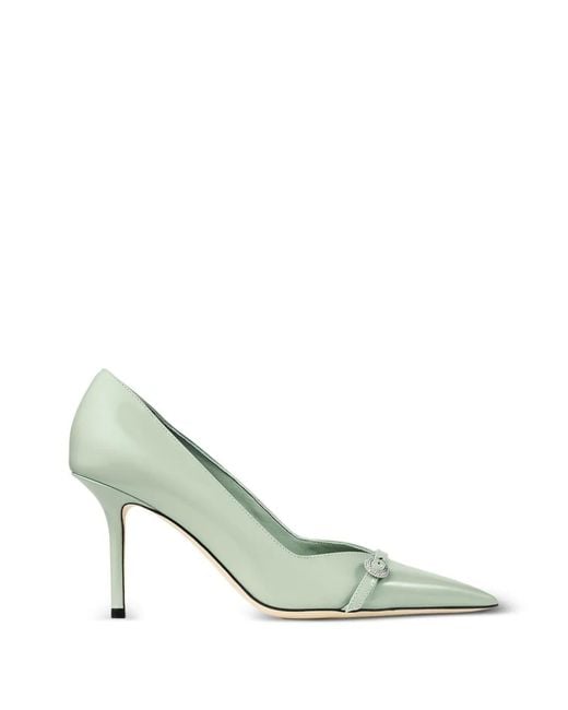 Jimmy Choo Green Keari 85 Buckle Pumps