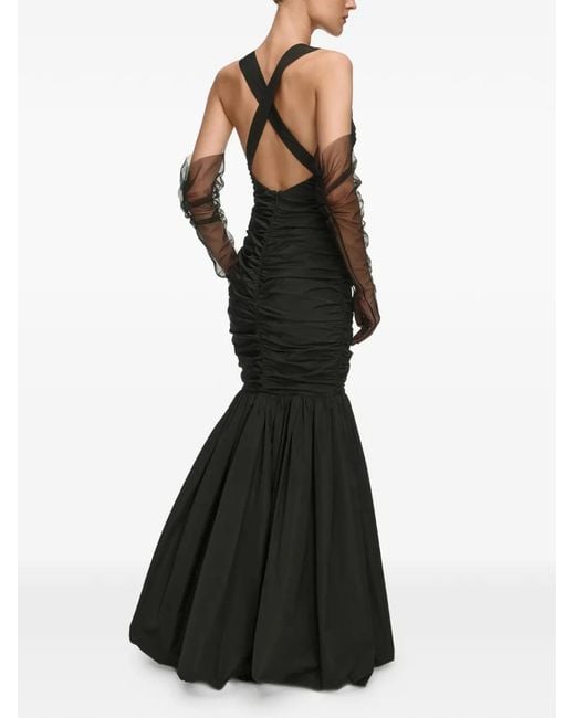 12 STOREEZ Black Pavlova Ruched Taffeta Dress