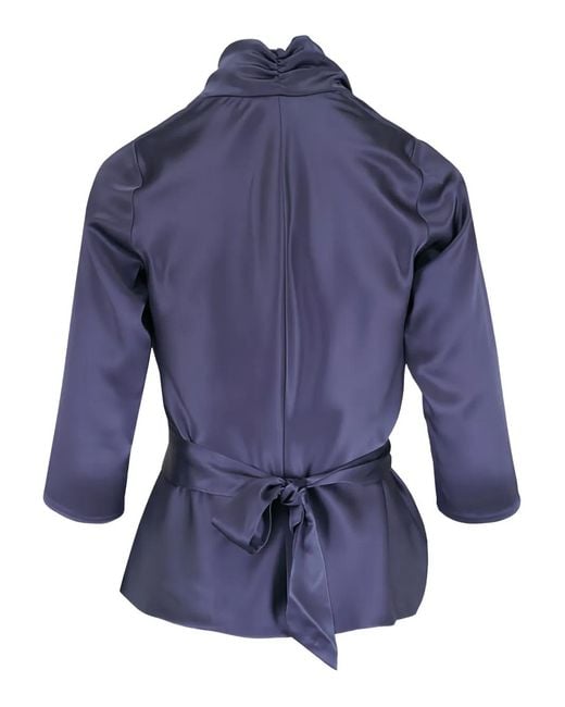 Peter Cohen Blue Silk Wrap Blouse