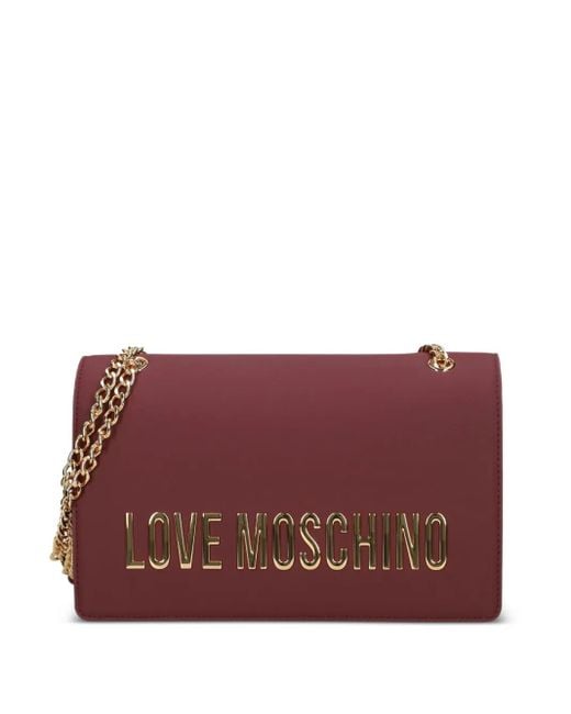 Love Moschino Purple Umhängetasche mit Logo-Schild