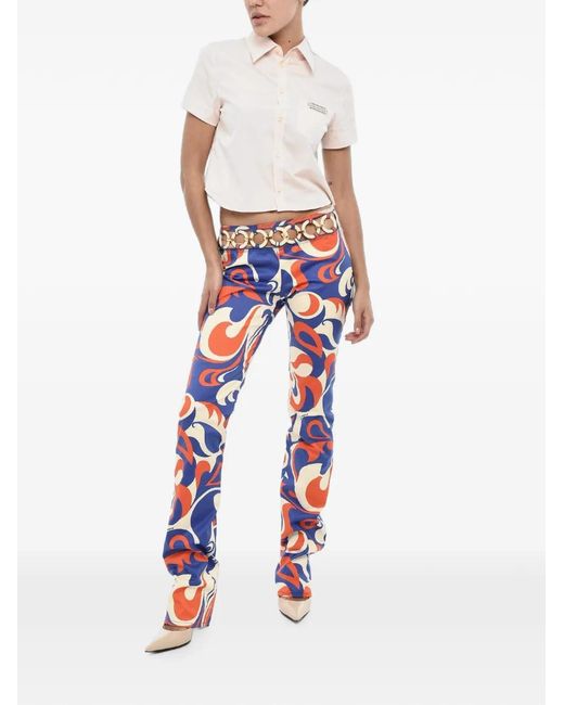DSquared² Red Patterned Cut-Out Trousers