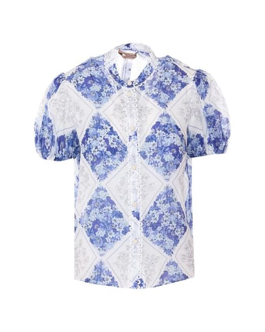 Twinset Blue Floral-Pattern Shirt