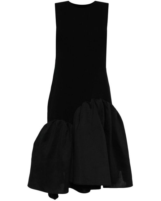 JNBY Black Asymmetric Patchwork Cotton Midi Dress