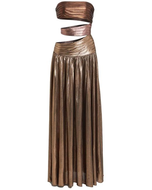 retroféte Brown Lia Cut-out Strapless Maxi Dress