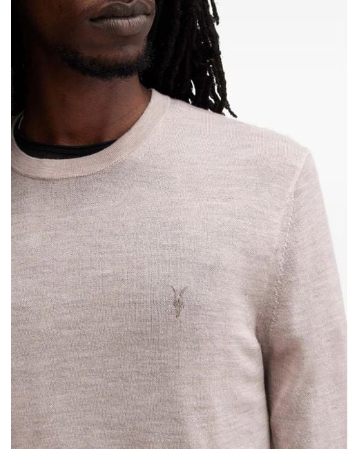 AllSaints Wollen Trui Met Ronde Hals in het Natural voor heren