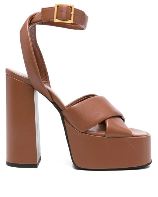 Giampaolo Viozzi プラットフォーム サンダル Brown