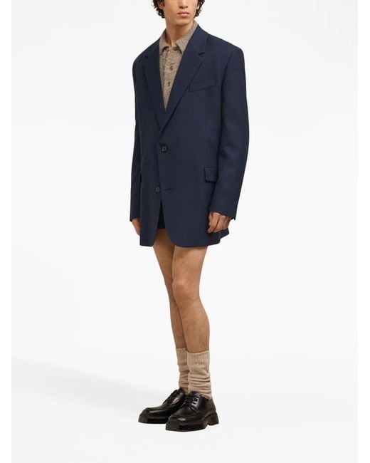 AMI Blue Single-Breasted Blazer for men