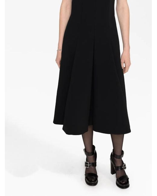 Versace Black Box-Pleat Sleeveless Midi Dress