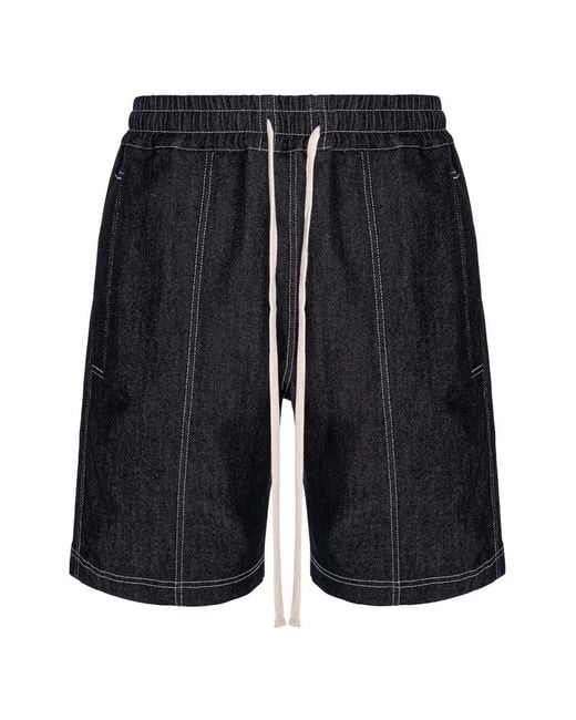 Hamza Blue Six Drawstring Denim Shorts for men