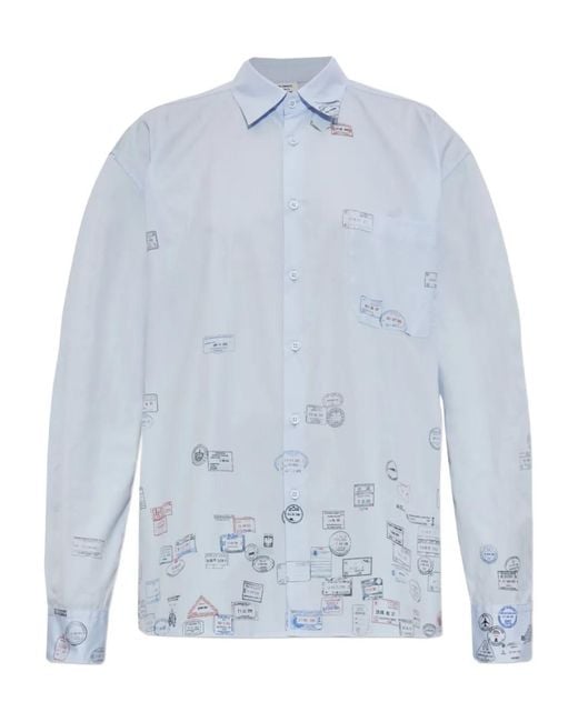 Vetements Blue Passport-Stamp Print Shirt