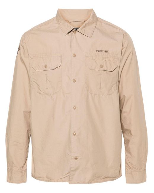 Schott Nyc Natural Army Logo-embroidered Shirt for men