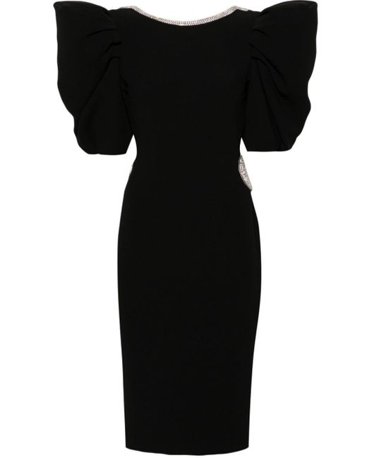 Loulou Black Crystal-embellished Crepe Midi Dress