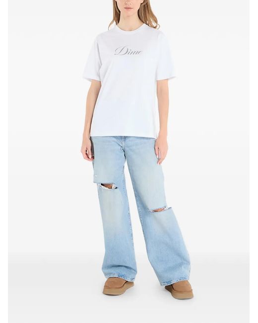 Dime White Cursive Logo T-Shirt