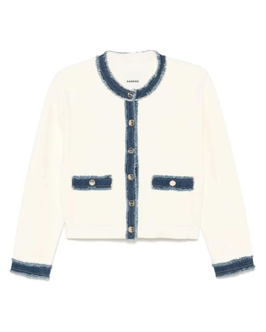 Chaqueta con ribete vaquero Sandro de color White