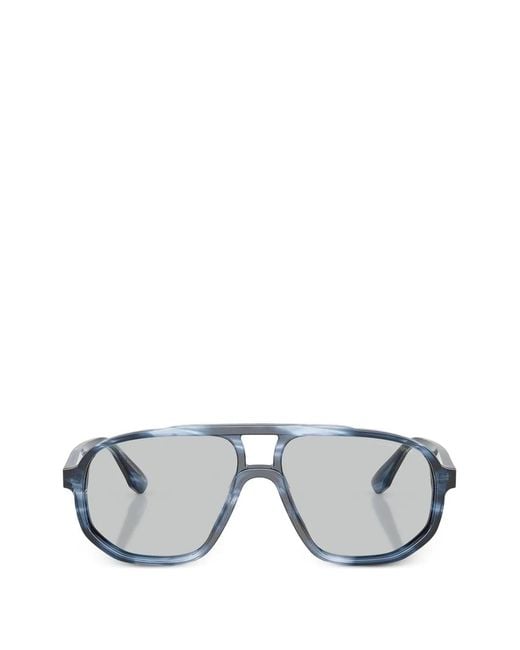 Emporio Armani Metallic Striped Pilot Sunglasses for men