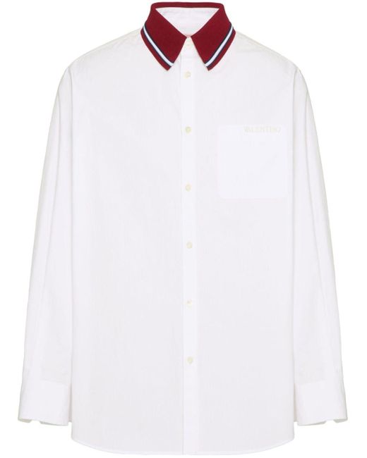 Valentino Garavani White Contrasting-collar Cotton Shirt for men
