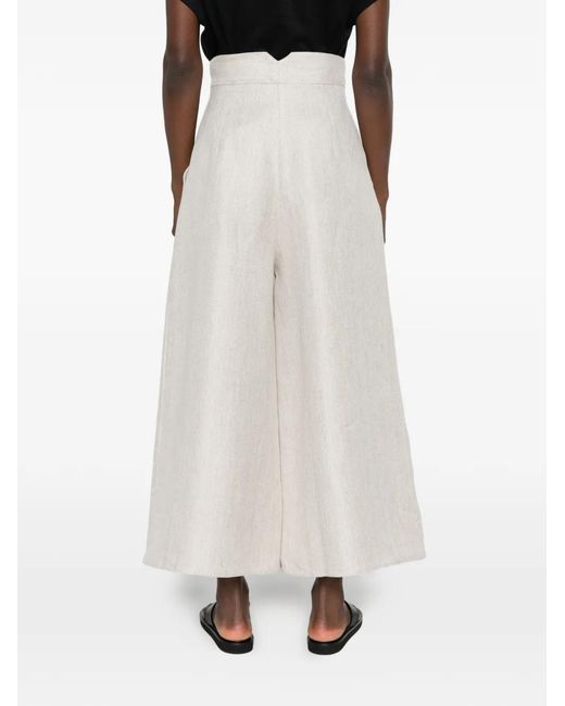 Dusan White Herringbone-Pattern Pleated Trousers