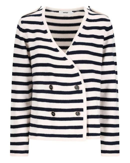 Cárdigan Molly a rayas con doble botonadura Not Shy de color White