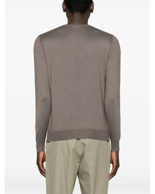 Fedeli Brown Fine-Knit Jumper for men