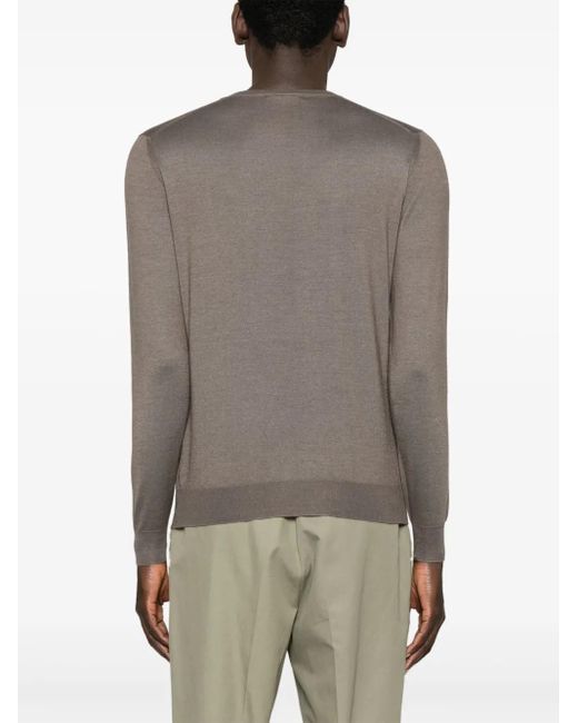 Fedeli Brown Fine-Knit Jumper for men