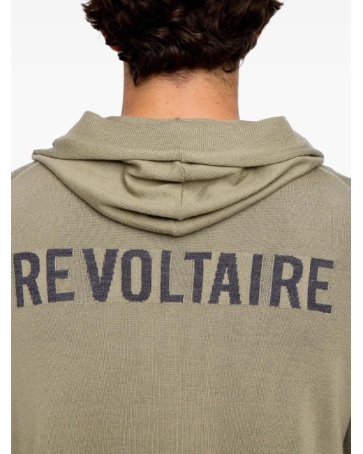 Zadig & Voltaire Green Clash We Revoltaire Zip Hoodie for men