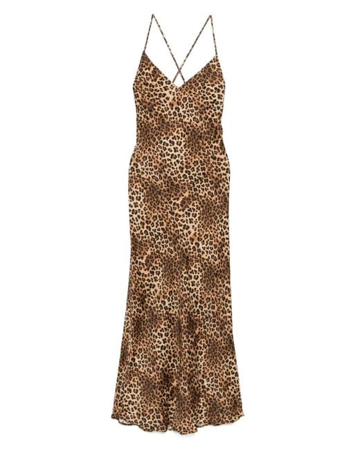 Mc2 Saint Barth Natural Leopard-Print Midi Dress