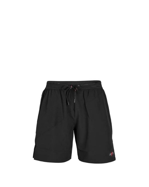 I-Exe Black Drawstring-Waist Panelled Shorts for men