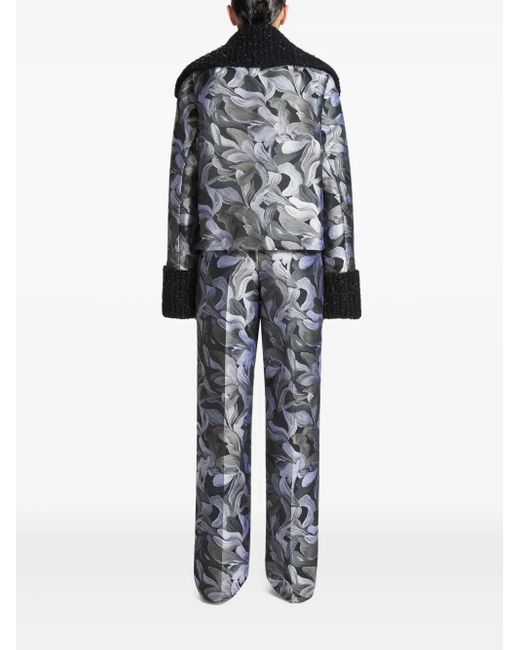 Dries Van Noten Black Floral-Jacquard Jacket