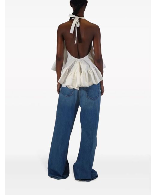 Azeeza White Winston Poplin Halterneck Top