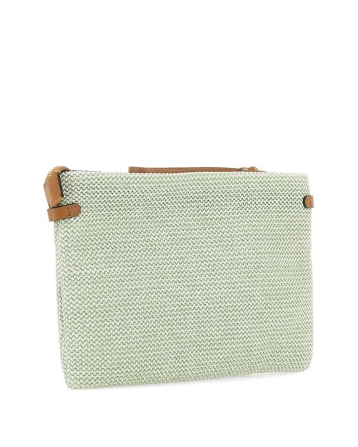Gianni Chiarini Gray Small Hermy Straw Clutch Bag