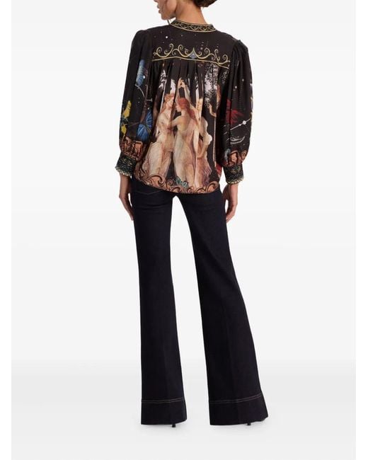 Haut Boutonné Cora À Manches Longues Alice + Olivia en coloris Black