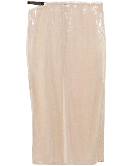 Courreges Natural Glitter Long Skirt