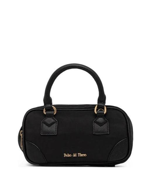 Pedro Del Hierro Madrid Black Sac À Bandoulière Zippé À Logo