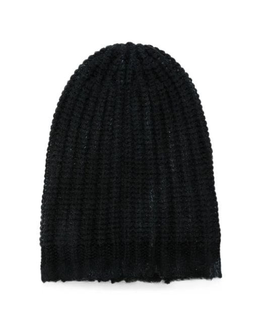 Avant Toi Black Ribbed-Knit Beanie Hat for men