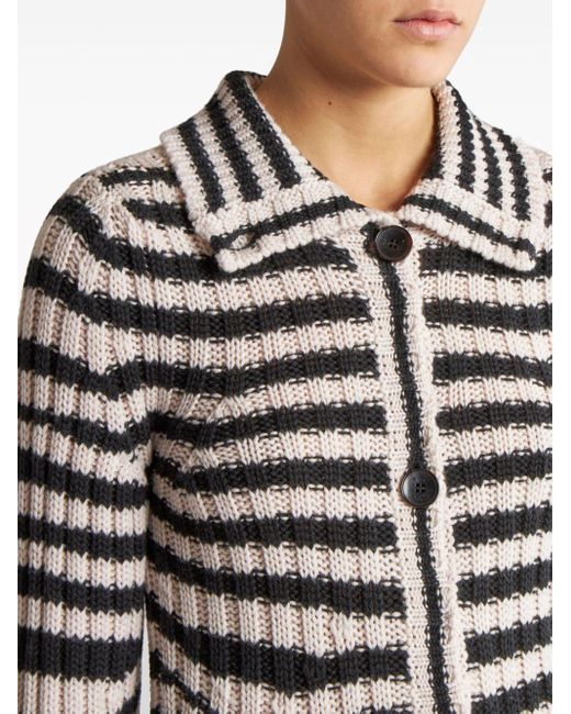 Etro Black Striped Wool Cardigan