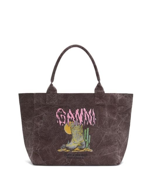 Ganni Purple Medium Western Boot Tote