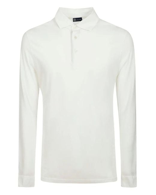 Alpha Industries White Three-Button Long-Sleeve Polo Shirt for men