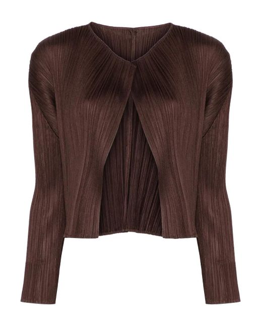 Pleats Please Issey Miyake Plissé Cardigan Brown