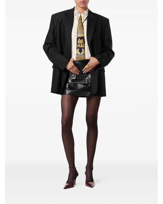 Versace Black Pinstripe Double-Breasted Blazer