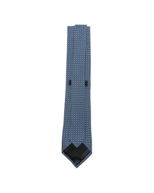 Zegna Blue Geometric-Pattern Tie for men