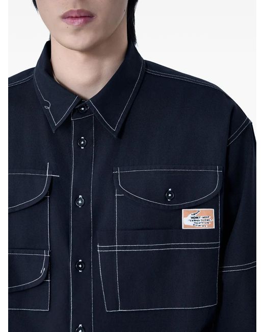 STORY mfg. Blue Chemise À Patch Logo for men