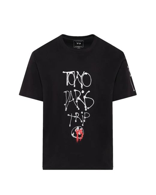 Y-3 Black Graphic-Print T-Shirt for men