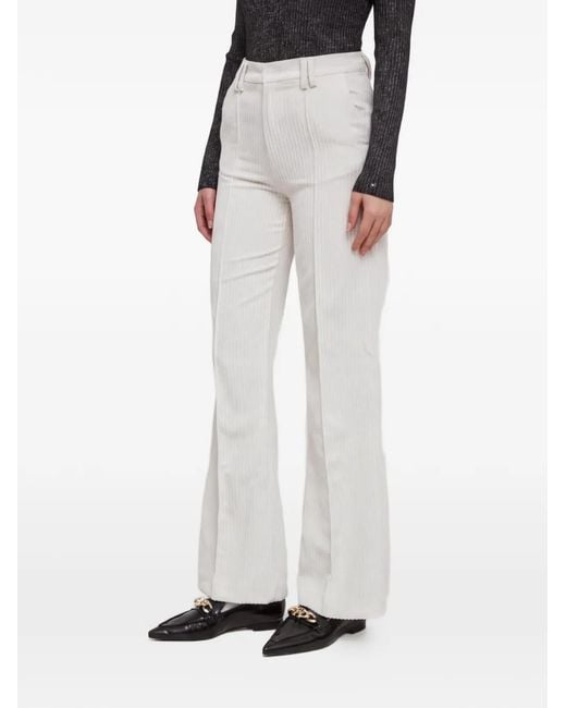 Benetton White Corduroy Flared Trousers