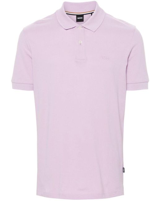 Boss Poloshirt Met Geborduurd Logo in het Pink voor heren