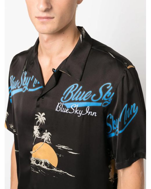 BLUE SKY INN Black Logo Viscose Shirt for men