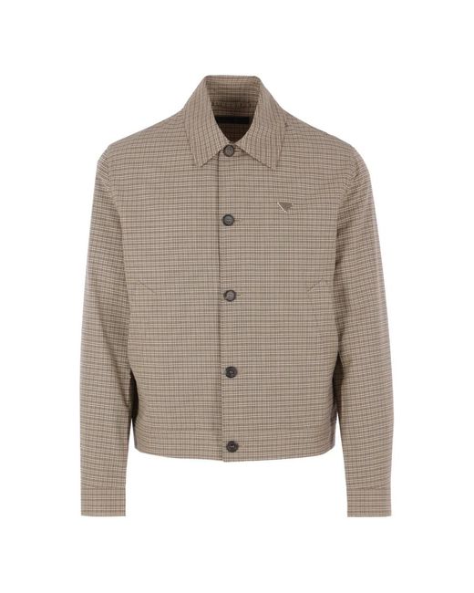 Chaqueta De Cuadros Con Botones Prada de hombre de color Natural