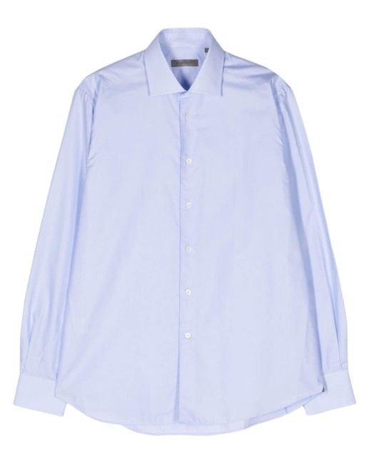 Corneliani Blue Spread-collar Poplin Shirt for men