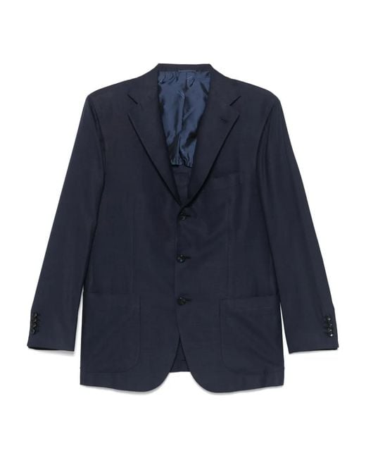 Kiton Blue Single-Breasted Blazer for men